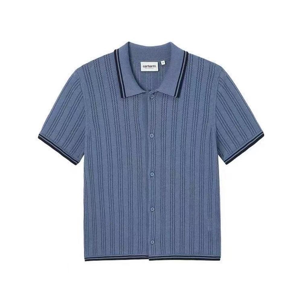 Carhartt WIP Classic Letter Logo Striped Knit Polo Shirt Women tops CHXPOI036174Q