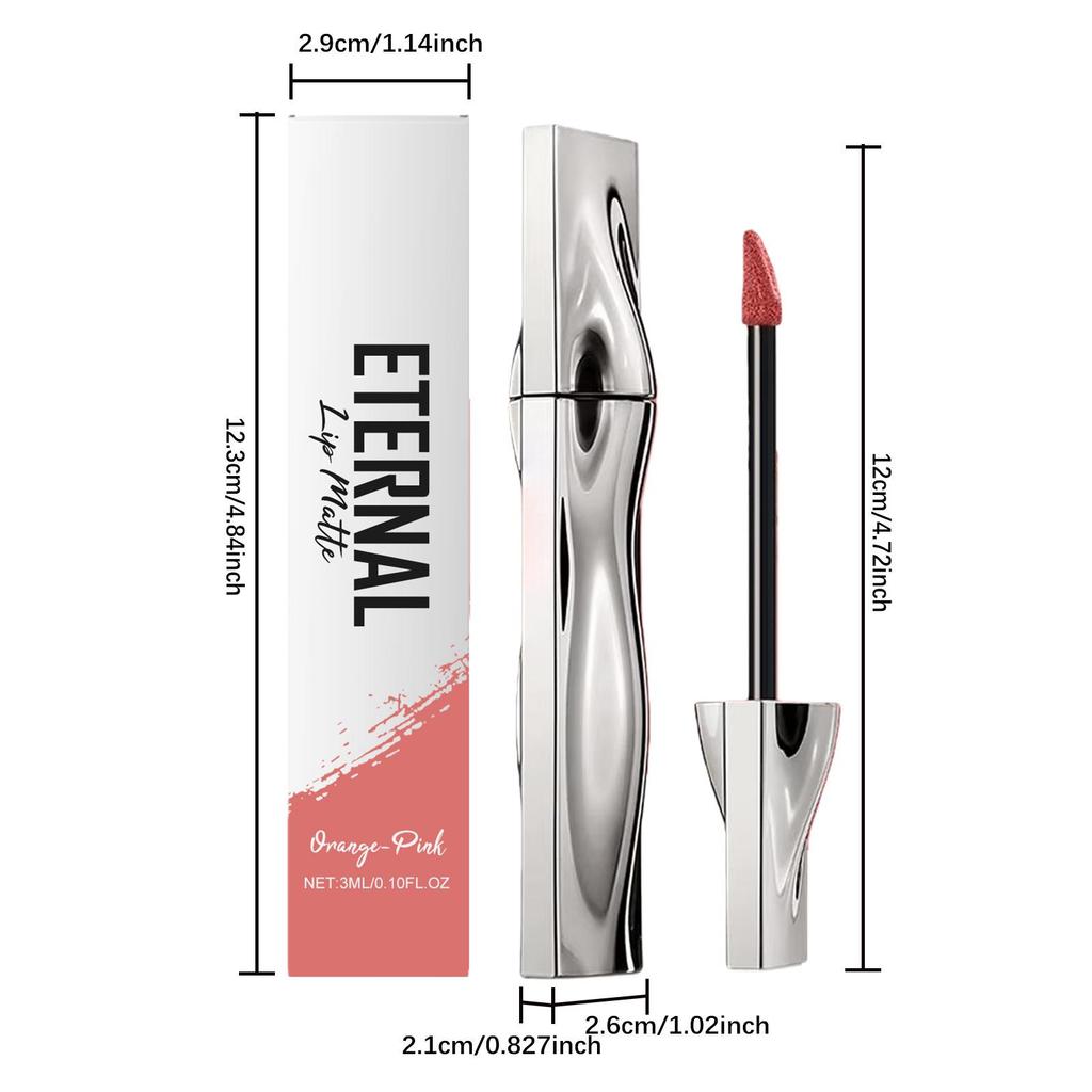 Long-lasting Matte Lip Gloss, Orange-Pink: Easy Application, Smooth Shine, Non-transfer, Non-greasy, Perfect for Daily Makeup.