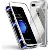 [Compatible Apple iPhone 8] Magnetic Case Silver + Tempered Glass Screen Protector Film [Phonillico®]