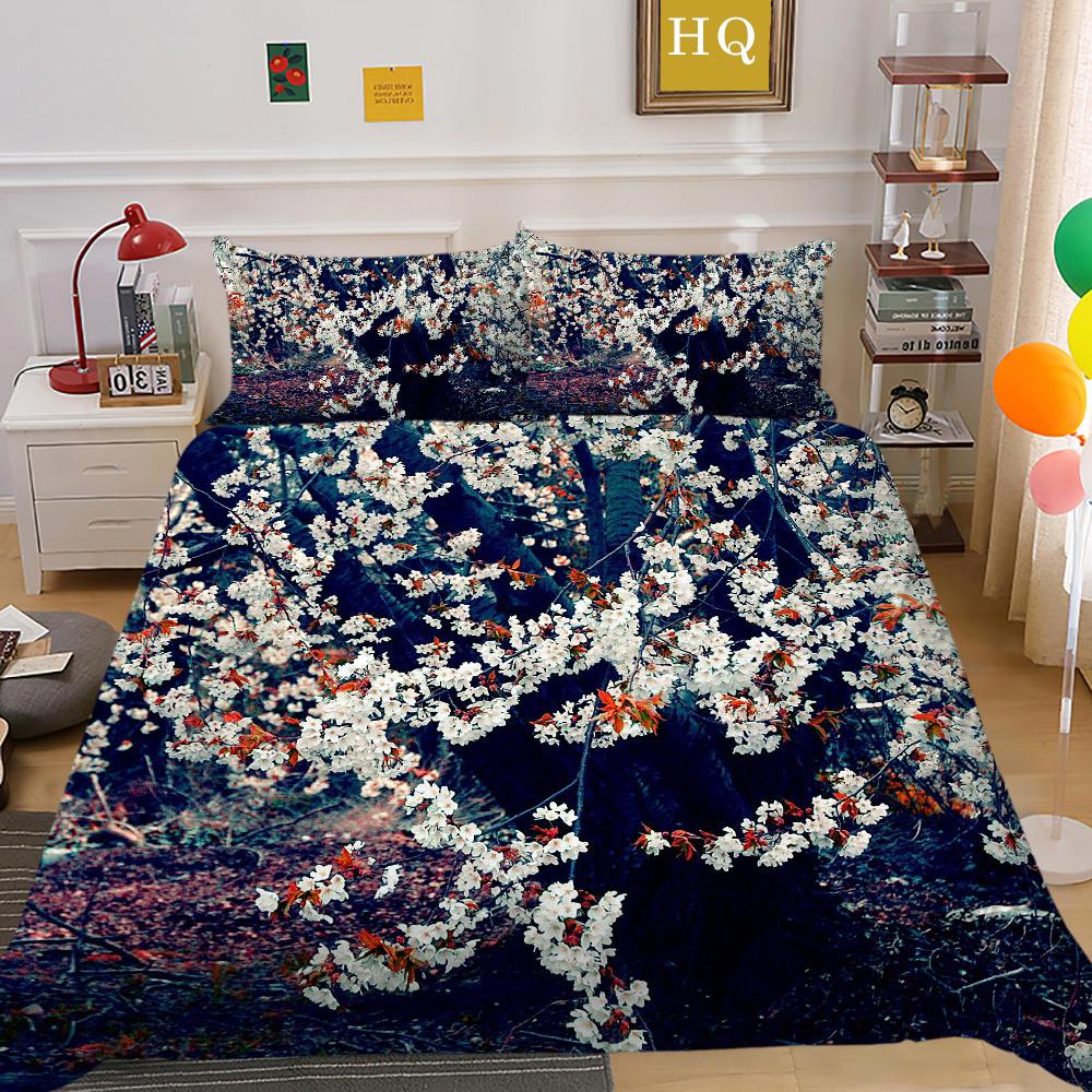 Flowers Printed Bed Set Cover Single Size Polyester Bed Clothes Girl Superior High Quality Bedroom Decor