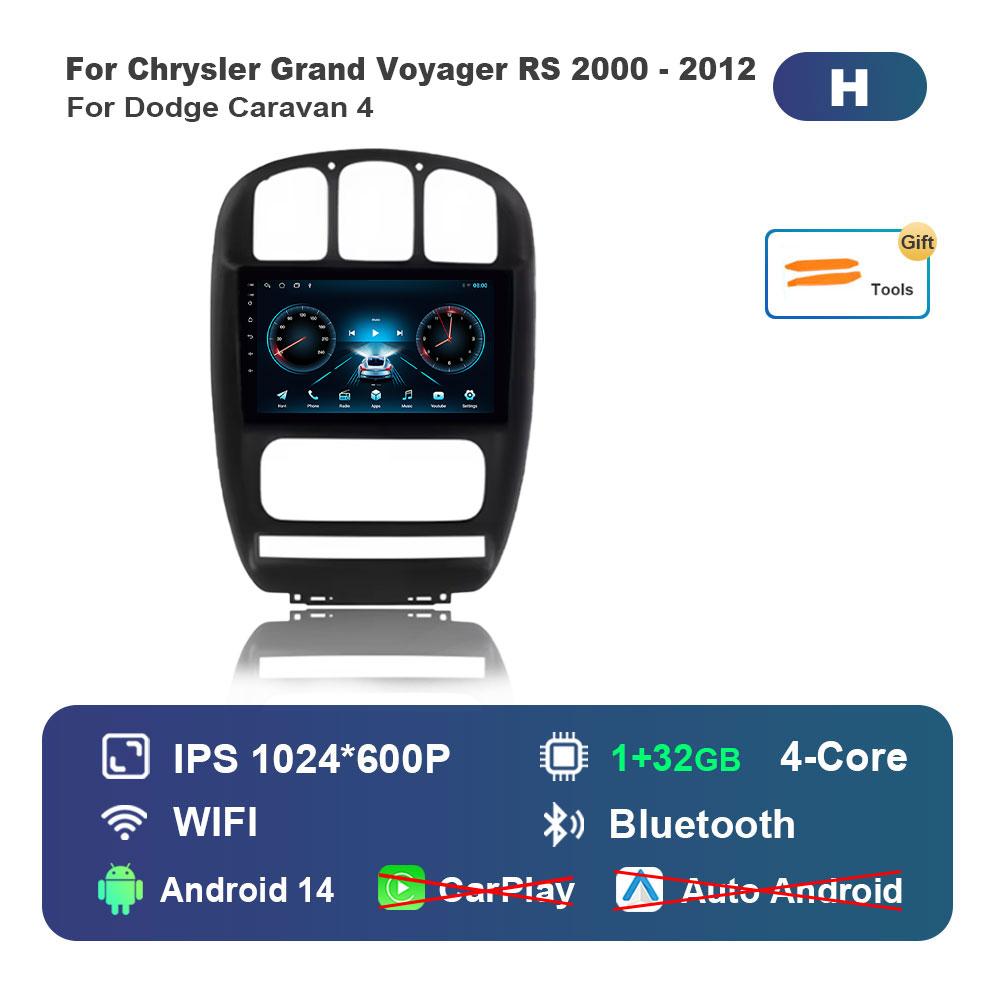 

Автомобильный радиоприемник, мультимедийный проигрыватель, система Android 14 для Dodge Caravan 4, для Chrysler Grand Voyager RS 2000 - 2012, GPS, навигация, WiFi, BT