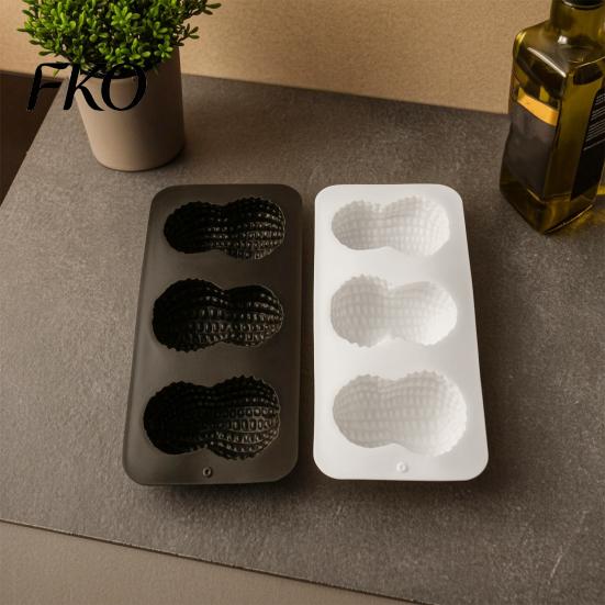 Molde de Silicona con Forma de Cacahuete para Repostería Casera, con 3 Cavidades, Bandeja Flexible Antiadherente, para Chocolate Casero, Mousse, Pastel, Galleta, Galleta, Postre
