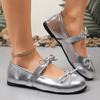 2025 Retro Round Toe Bowknot Strap Flats - Spring/Autumn Elegant Women's Shoes
