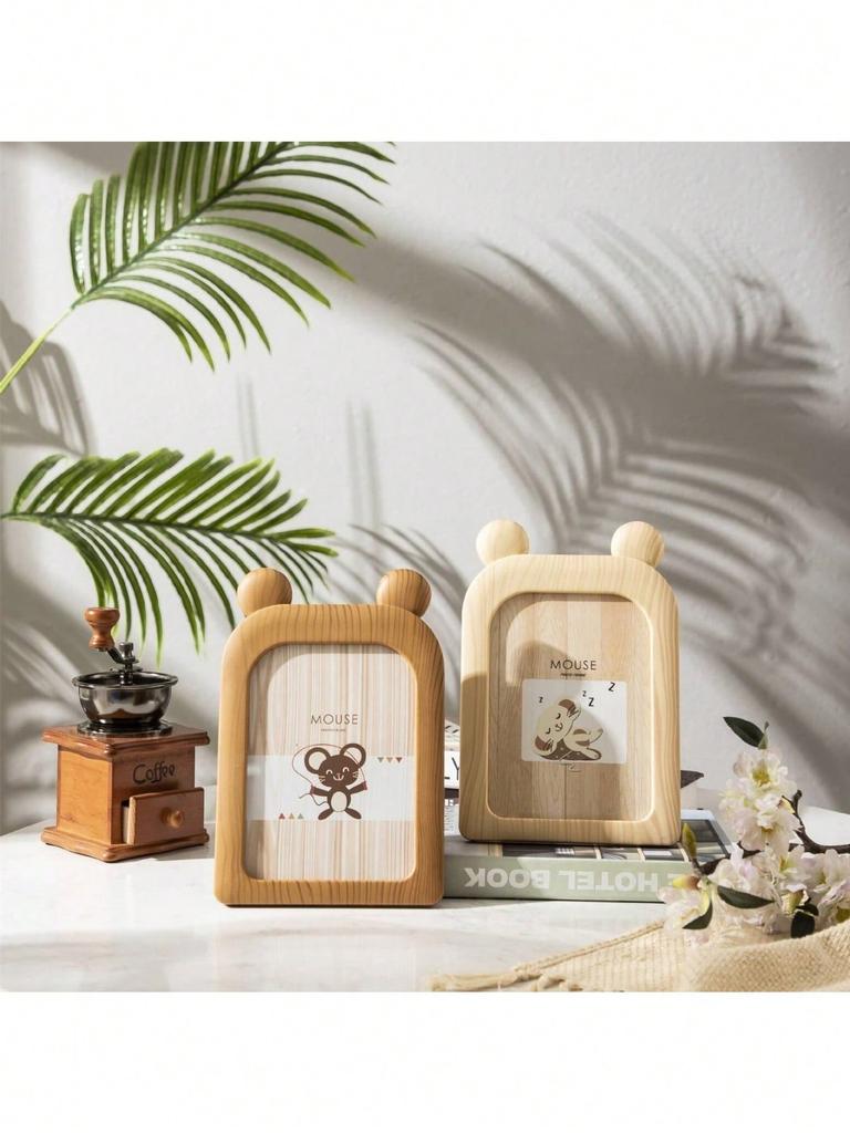 5x7 Ramka na zdjęcia w stylu drewna plastikowego do ekspozycji na ścianie i stole, wystrój domu z kreskówek