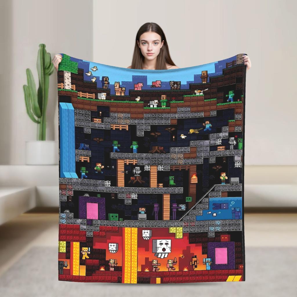 Pig Pixel Game Blanket Quality Warm Soft  Throw Blanket Winter Picnic Couch Chair Sofa Bed Novelty Bedspread
