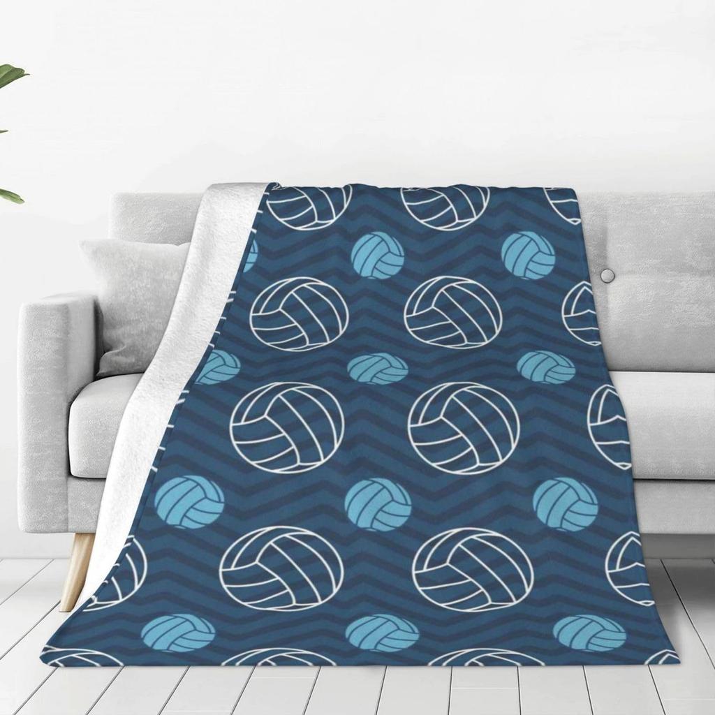 Volleyball Print Flannel Blanket Bedspread Nap Blanket Sports Theme Blanket