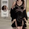 Women's Velvet Deep V Padded Backless Sleep Dress with Robe Lounge Set