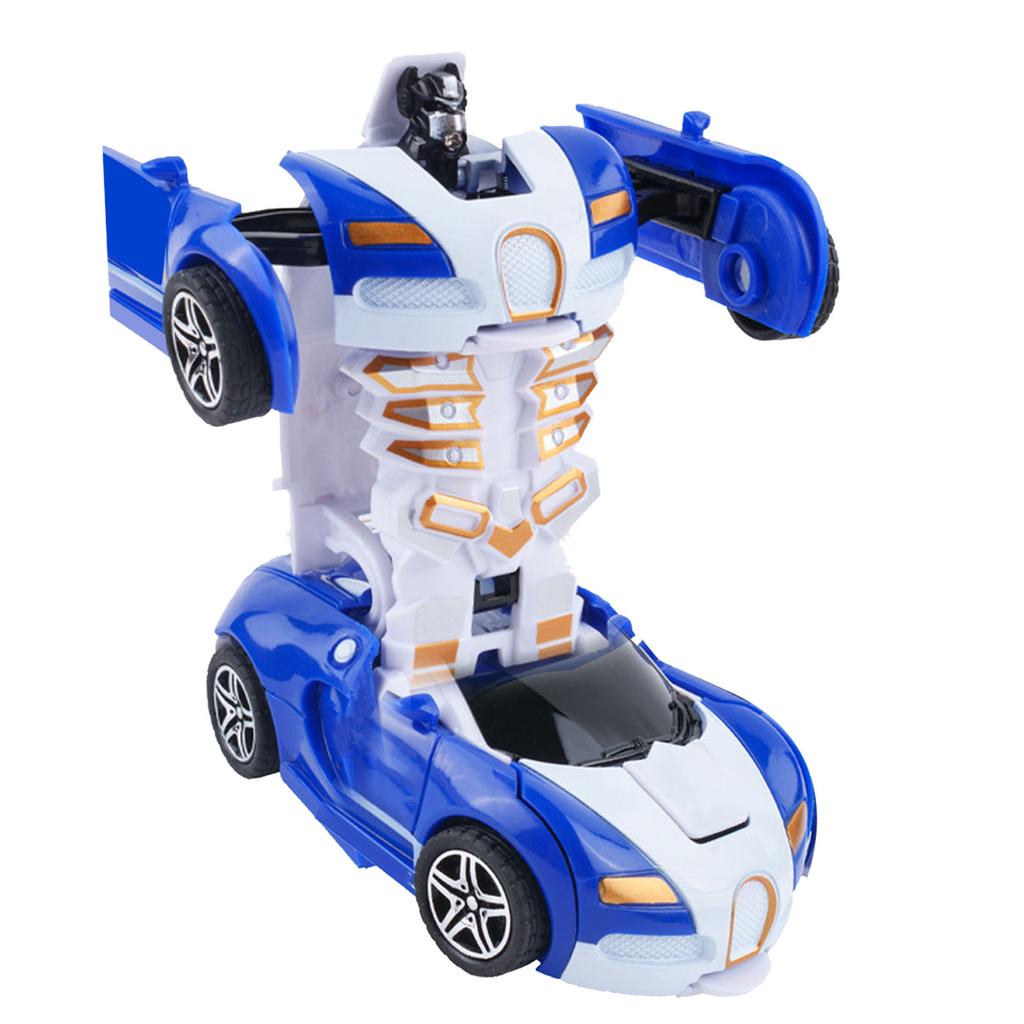 Verwandelbares Auto Spielzeug Stoßfest Duale Trägheit Robust Langlebig Roboterauto Spielzeug für Kinder Jungen Blau