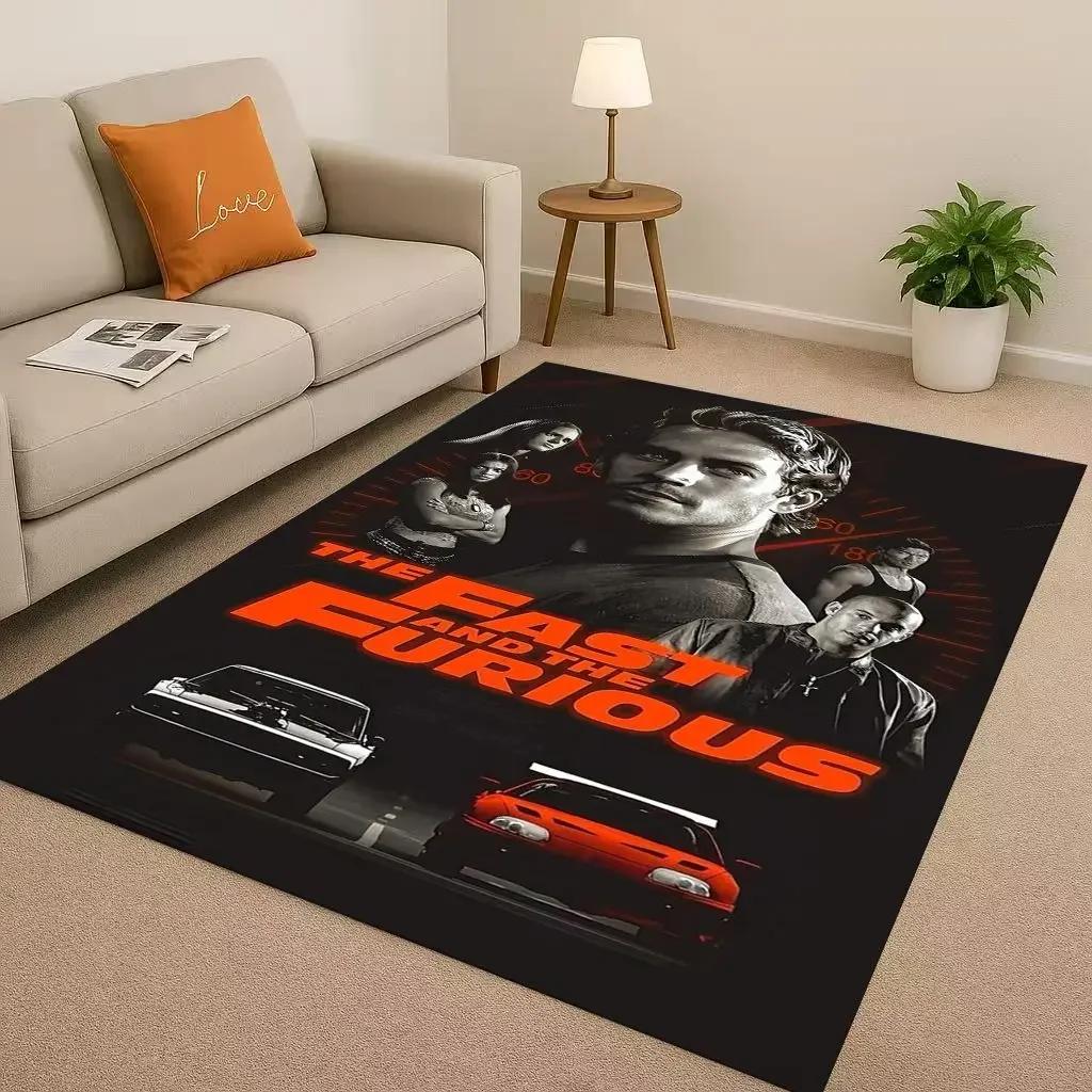 New Fast F-Furious Vin Diesel Racing Car Living Room Non-Slip Area Rug Carpet For Bedroom Playroom Sofa,Easy Clean Home Doormat
