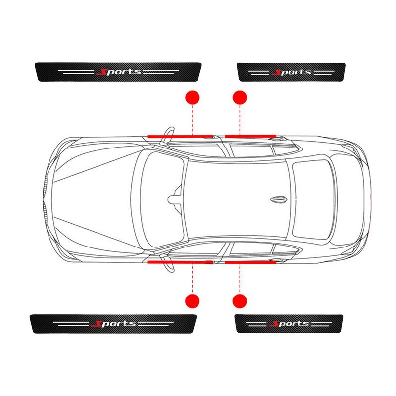 4pcs Car Front Rear Door Protector Sticker Car Door Sill Decorative Strip Car Door Sill Anti Scratch Strip Auto Accessories