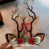 Christmas Deer Hair Clips for Women, Fairy Forest Elf Antler Headband, Fuzzy Pair Clips for Photos, Xmas Gift Accessories