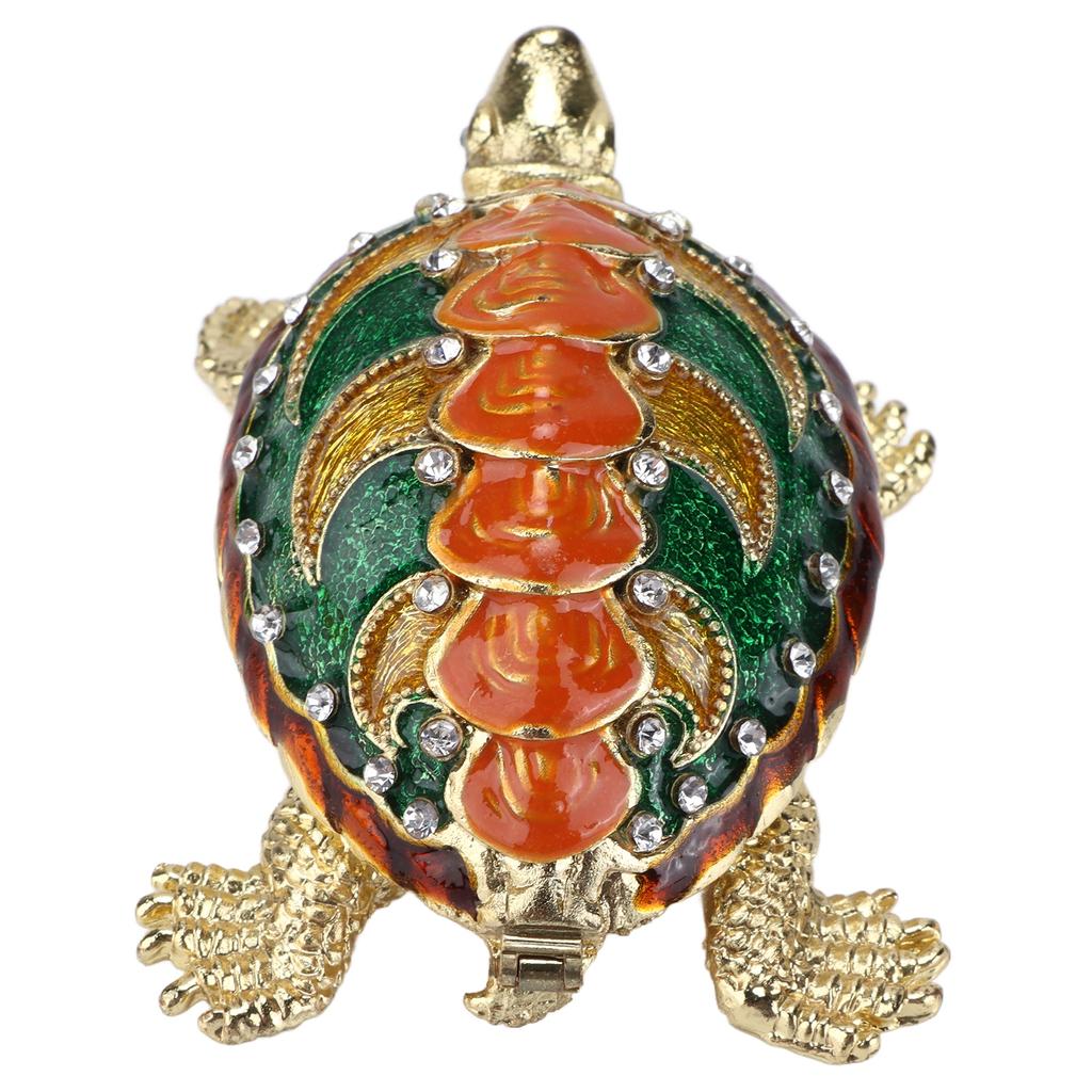 Turtle Trinket Box Turtle Band Jewelry Trinket Box with Painted Electroplated Rhinestone for Earrings Necklace Storage
