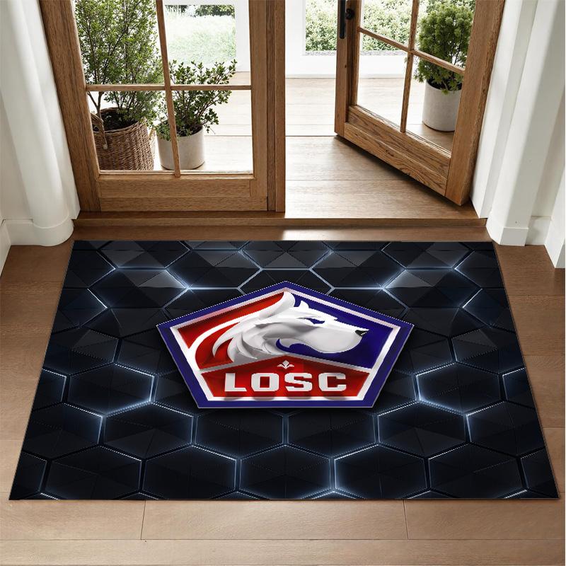 LOSC Lille FC Design Crystal Velvet Rug Soft Decorative Mat for Bedroom Entrance