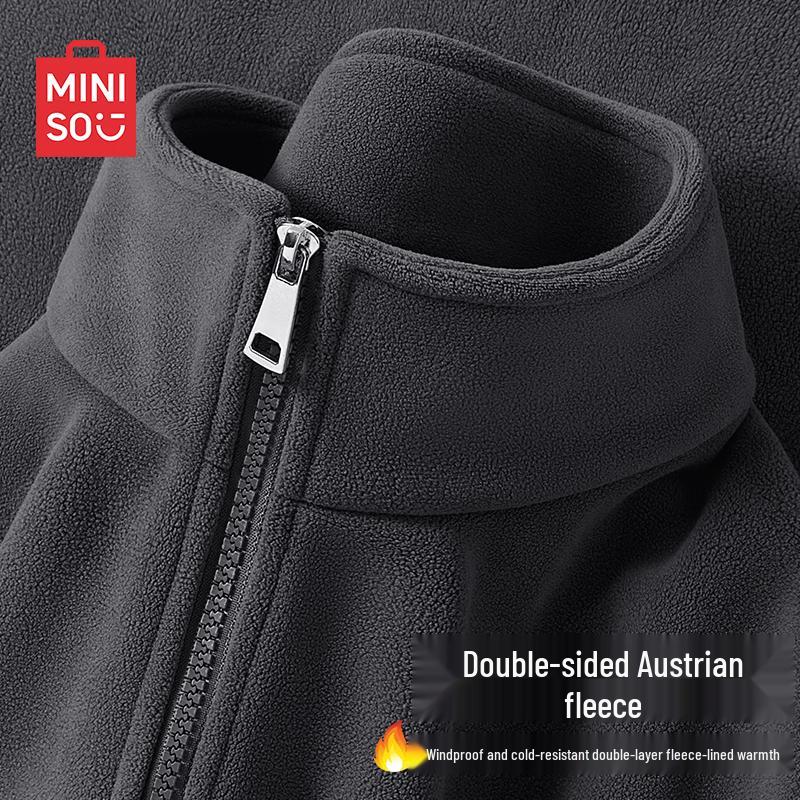 

MINISO Men s Double-Sided Fleece Stand-Collar Jacket 3XL
