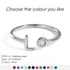 EMANCO Birthstone Initial Custom Ring Open End Ring Stainless Steel Name Custom Jewelry Women's Ring