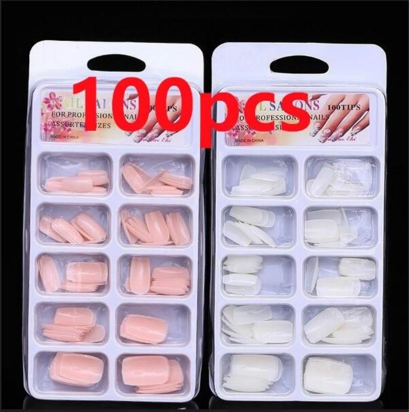 

100 шт./кор. акриловый дизайн, накладные французские ногти, полные кончики ногтей, искусственная обложка для маникюра, 10 размеров