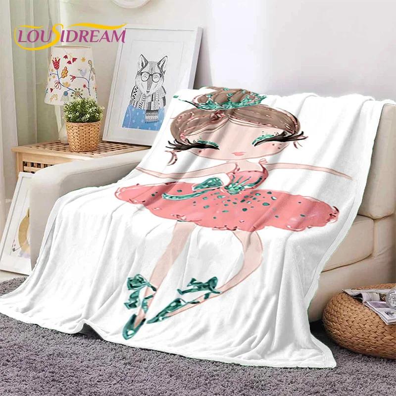 Cute Ballet Girl Ballerina Fairy Cartoon Soft Flannel Blankets,Throw Blanket Comfortable Blanket for Picnic Beds Sofa Bedroom 3D