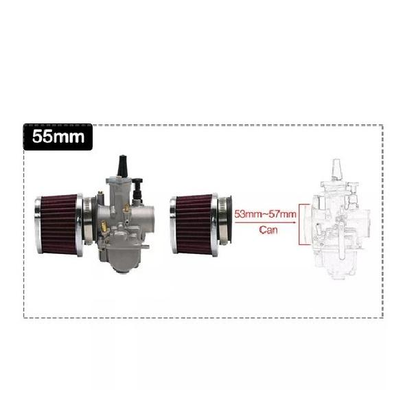 55mm Red FOR Motorcycle Scooter Air Filters High Flow Air Pods Cleaner Durable*2