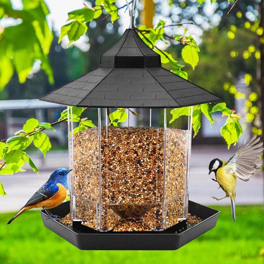Waterproof Bird Feeders Garden Gazebo Hanging Wild Bird Feeder Large Capacity Pet Birds Feeding House Bird Feeder