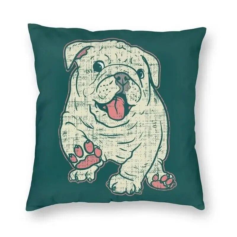 British Bulldog Print Pillowcase Home Room Office Seat Living Room Sofa Cushion Cover 45x45cm Peach Skin Pillowcase
