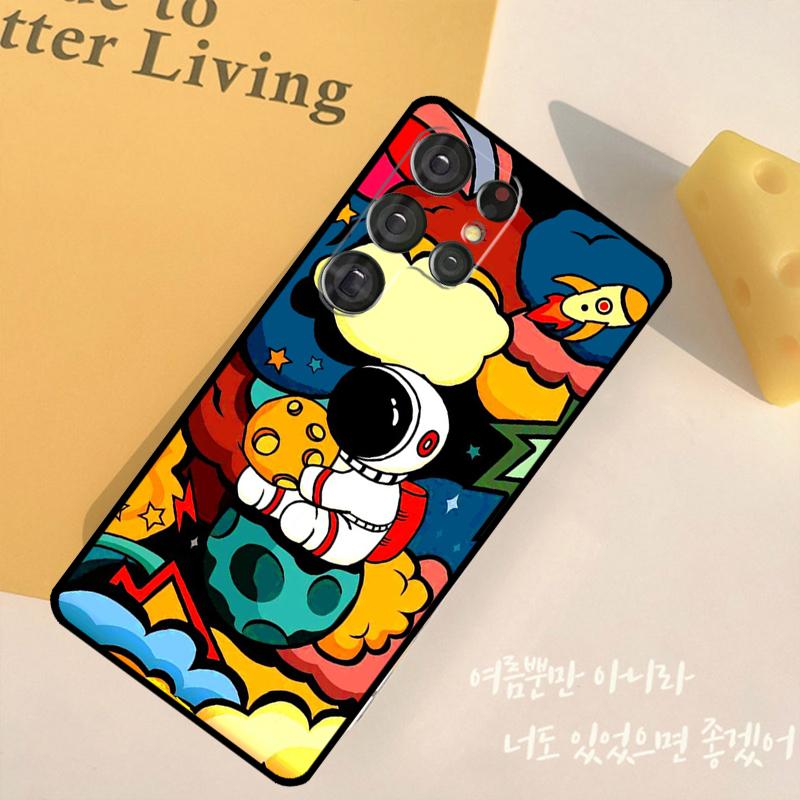 Star Astronaut Cute Phone Case For Samsung Galaxy S24 S25 Ultra S9 S10 S20 S22 S21 Plus S23 FE Back Cover Shell