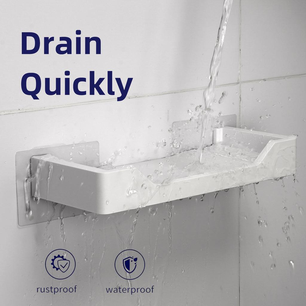 Free Drilling Factory Wall Mount Shelves Basket ABS Resin Shower Shelf Storage Toilet Kitchen Rectangular Bathroom Storage Rack