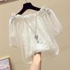 Women Blouse Summer Tops Solid Color Puff Sleeve O-Neck Tunic Female Shirts Loose Casual OL Work Blusas Oversized
