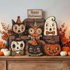 Farmhouse Style Halloween Wooden Tabletop Sign Cartoon Halloween Tiered Tray Decor  Shelf Decor