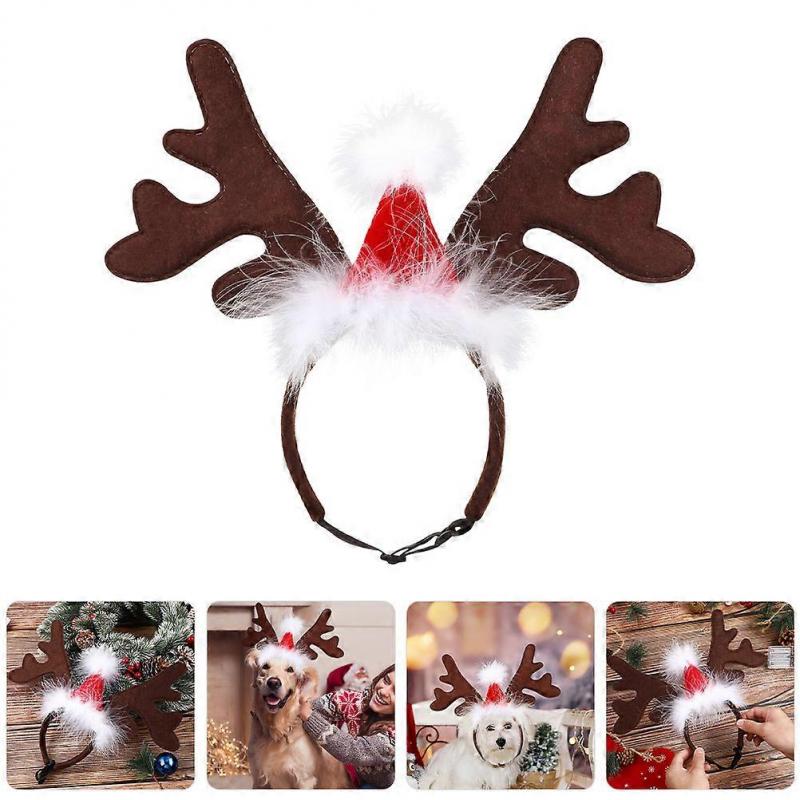 Holiday Pet Headband Pet Christmas Antlers Headband 8Pcs for Costume
