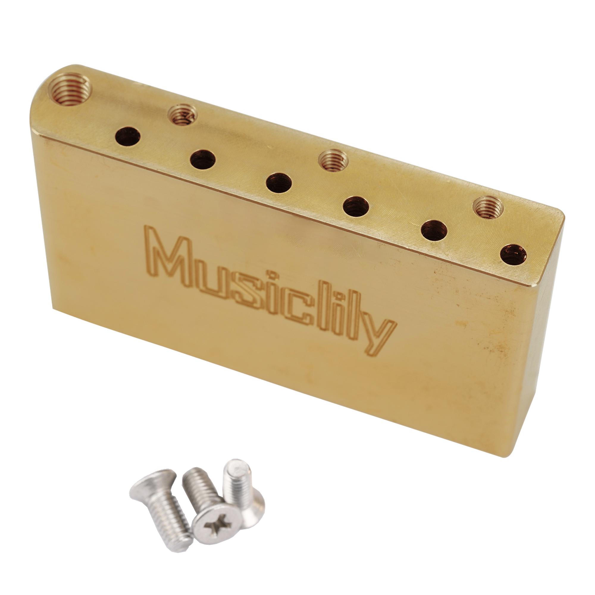 Musiclily Ultra 52.5mm Solid Brass/Steel Tremolo Block for China and Indonesia made Squier Standard Series Guitar Bridge, 40mm Solid Brass