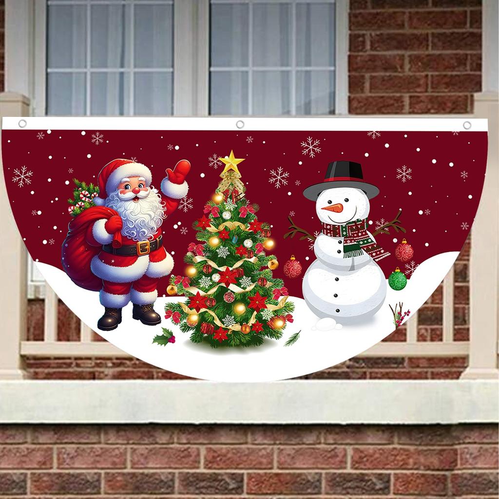 Christmas Outdoor Fan-shaped Flag Banner Christmas Decor for Home 2026 Cristmas Drop Ornament Xmas Navidad Gifts New Year 2026