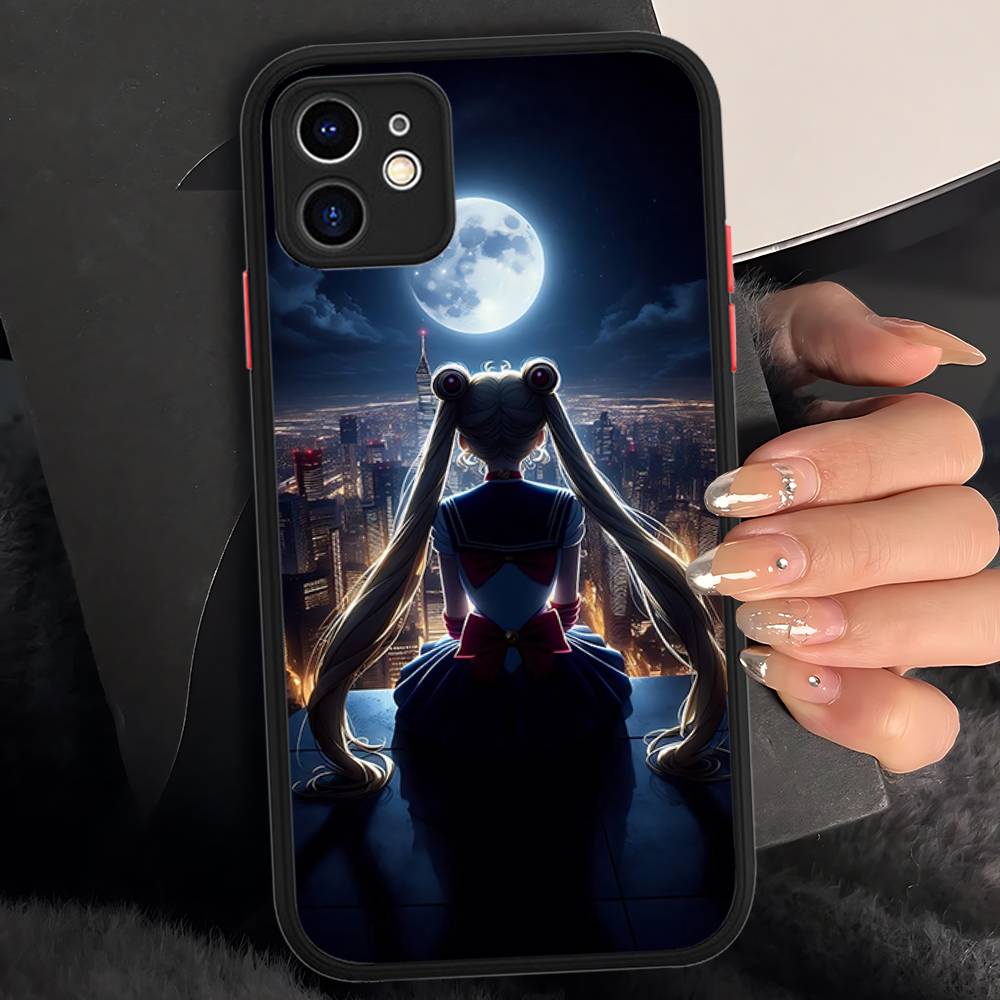 

S-Sailors Anime Moon For IPhone 11 12 13 14 15 16 Pro Max Plus X XS MAX Shockproof Matte Back Cover iphone 16 pro