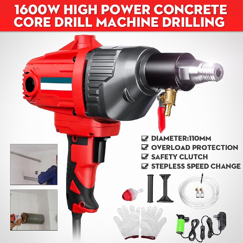 1600W Hand Held Diamond Concrete Drill Machine Set Wet Drilling Powerful Concrete Core Drill Machine Power Tool