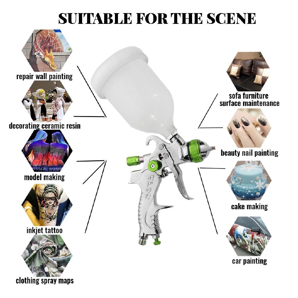 Professional Gravity Feed HVLP Spray Gun with 3 Fluid Tips 1.4mm, 1.7mm, 2.0mm