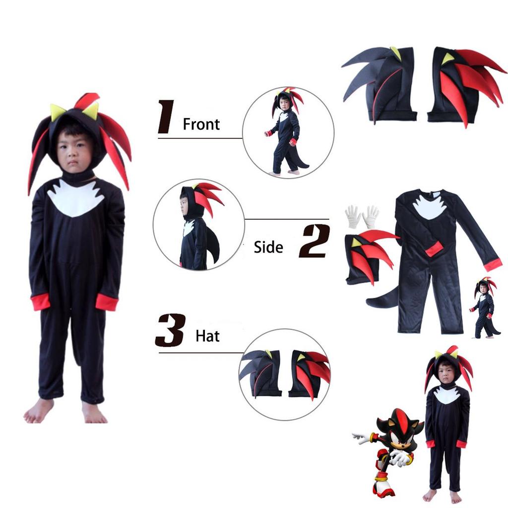 Sonic Cosplay Jumpsuit Halloween Costume For Kids With Breathable Fabric