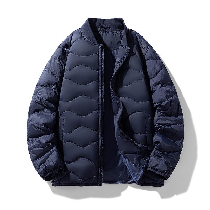 

Men s Lightweight Baseball Collar Down Jacket - Autumn/Winter Short Style with Two-Way Zipper Medium