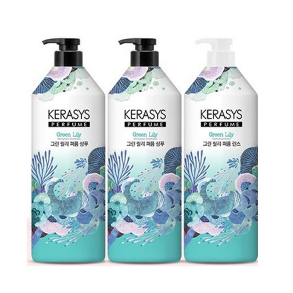 

Парфуми Kerasys 1л, 3 види, 2 шампуні + 1 кондиціонер - HC, Green Lily, 1 шт.