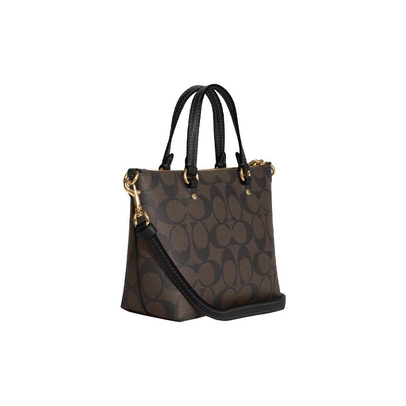 Coach Handbag Gallery 20 Zipper Closure Double Card Slots Signature Coated Canvas and Smooth Leather Hand-held Shoulder Crossbody Bag Small Women's