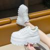 Women's Shoes 2025 Spring New Thick Soled Height Increasing Casual Sports Shoes Fashionable Lace Up Anti Slip Casual Board Shoes