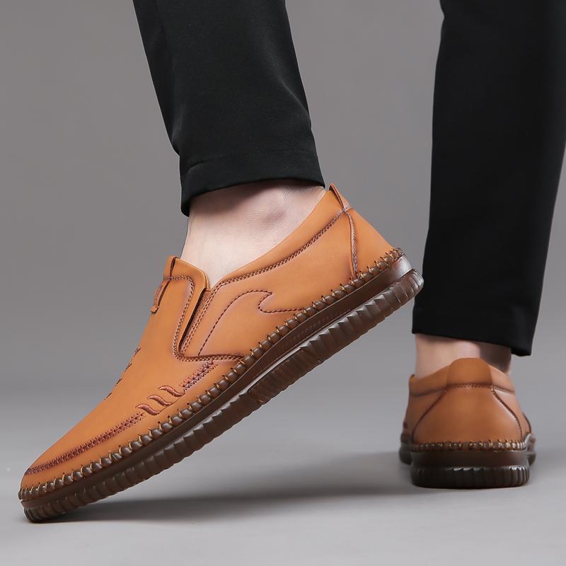 Fashion Mens Leather Shoes New Arrival Casual Office Shoes Business Men Slip-on Walking Shoes All-Match Loafers Handmade Dress Flats