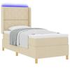 Box Spring Bed with LED Light Strips Cream 90 X 190 Cm Fabric