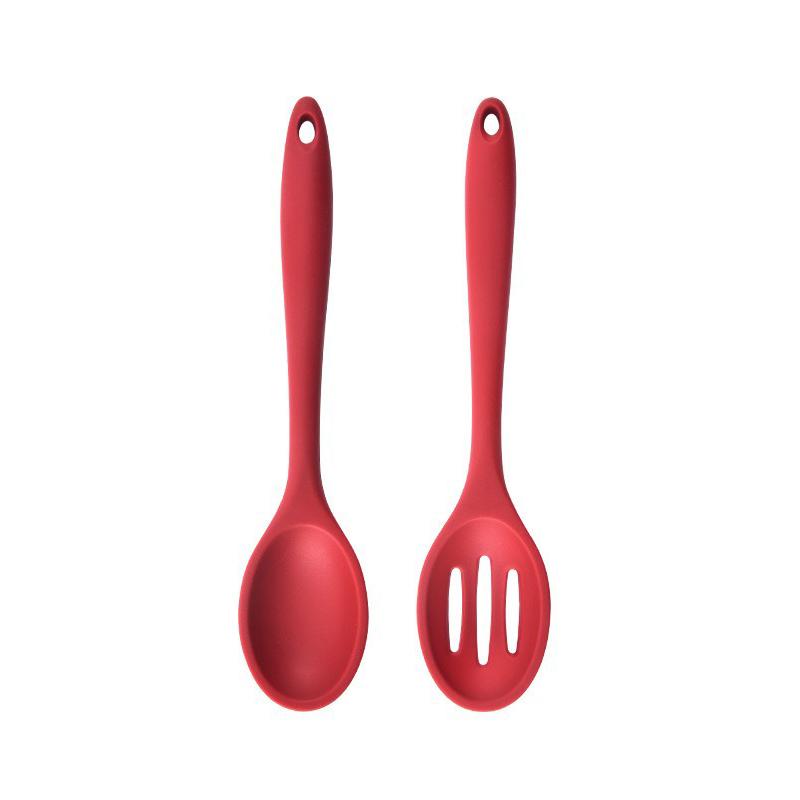 2Pcs Silicone Scoop Long Handle Soup Scoop Salad Mixing Spoon Heatresistant Cooking Spoon Nonstick Tablespoon Cooking Utensils