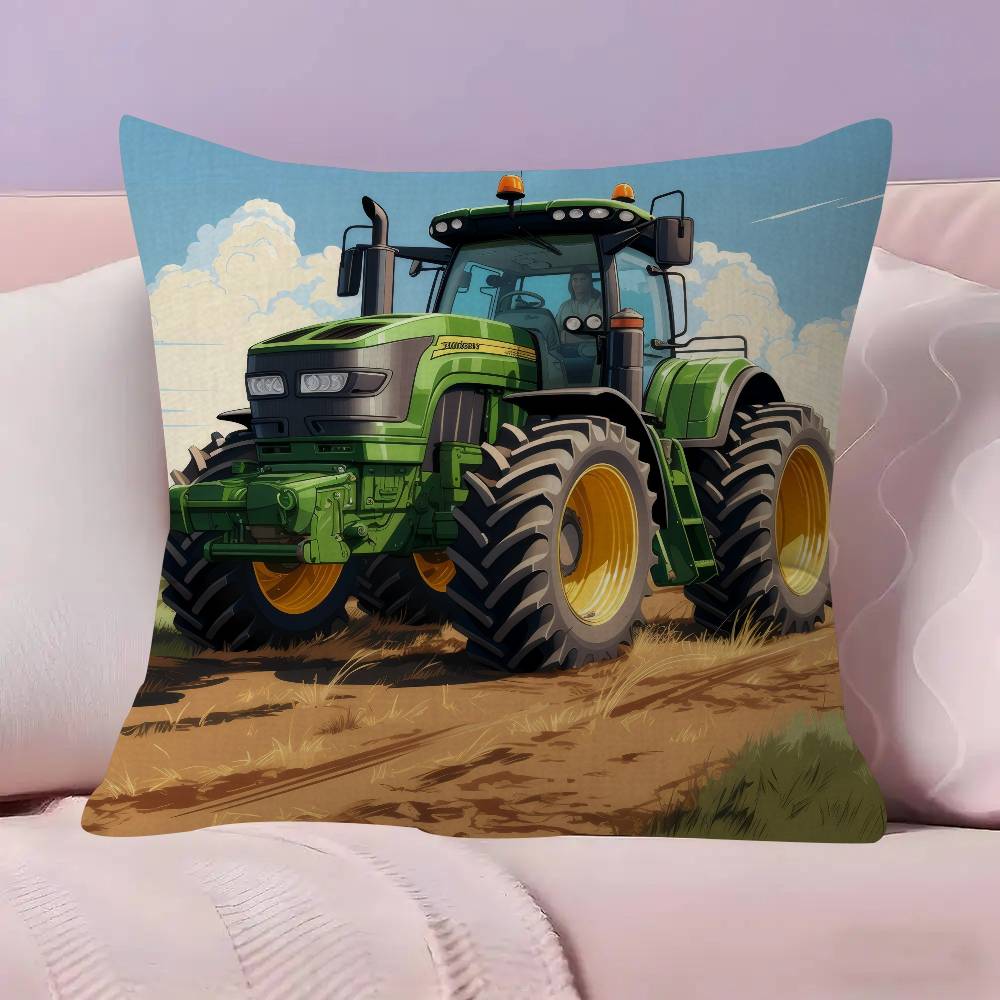 Car Tractor Decorative Double-sided Printed pillow cover Short plush Suitable living rooms bedrooms sofas throw cushion cover
