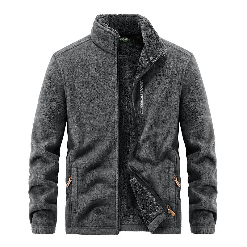 Autumn Winter Thick Fleece Warm Jacket Men Fashion Windbreak Stand Collar Coat Men Classic Casual Soft Shell Jacket Men