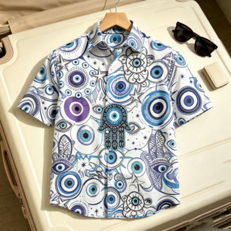 Dreamy Art Pattern Printing Shirt Hawaiian Beach Vacation Clothing Men's Street Style Shirt Daily Men's and Women's Shirt