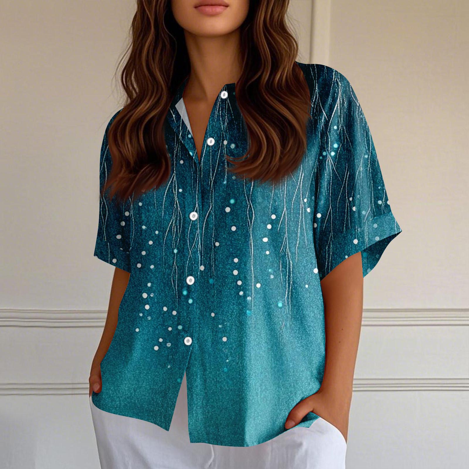 

Женские рубашки на пуговицах Льняные рубашки на пуговицах Рубашки с коротким рукавом для женщин Топы с коротким рукавом для женщин L