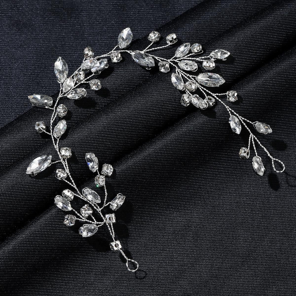 

Bridal Handmade Rhinestone Hair Chain Hair Band Headpiece For Bridal Hair Accessories Silver wire headband