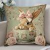 Piece Bunny Theme Pillow Cover Zippered  Machine Washable Home Bedroom  Sofa Cushion Cover