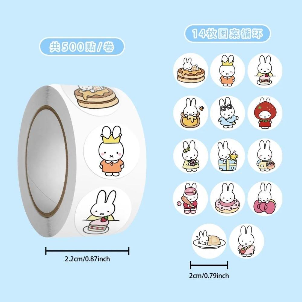 500Pcs Rabbit Sticker Seal Cartoon Rabbit Roll Decoration Sticker Cartoon Waterproof Stickers Toy