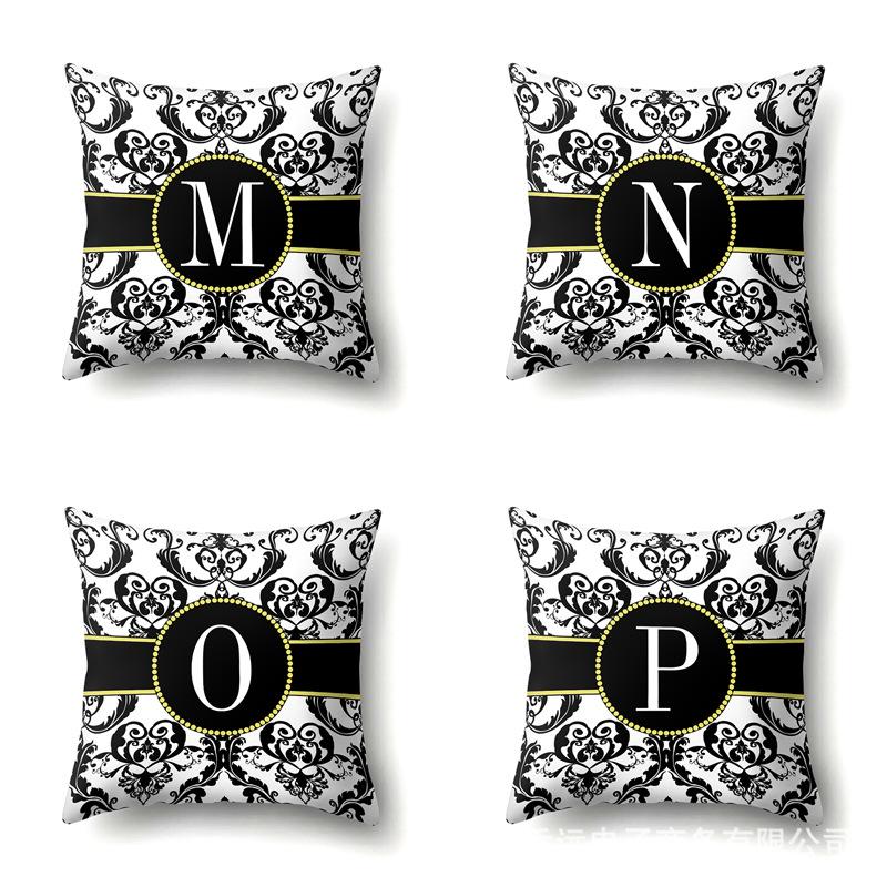 Polyester Pillow Case Home Decoration Geometric Print 26 English Letters Bedside Cushion Cover